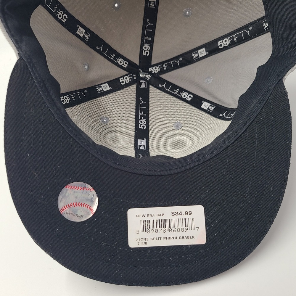 Philadelphia Phillies Hat Fitted 7 5/8 New Era 59Fifty Gray Black MLB Baseball - Picture 11 of 12